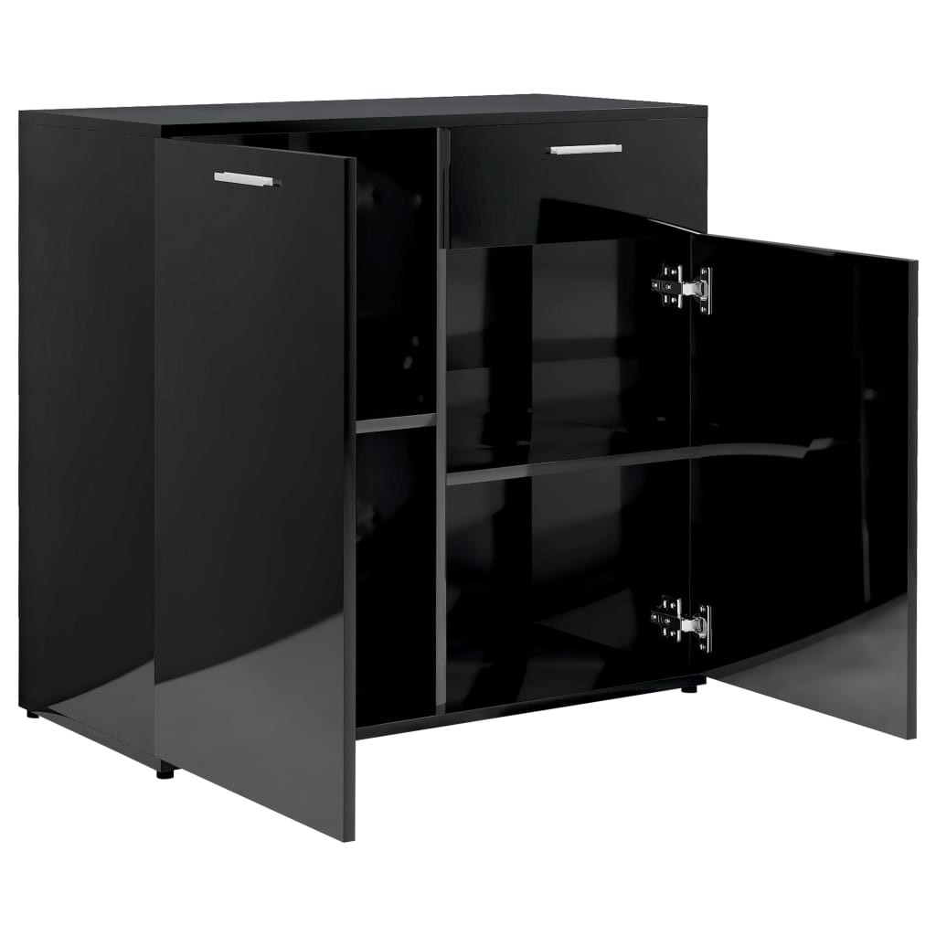 Sideboard High Gloss Black 160x36x75 cm Chipboard